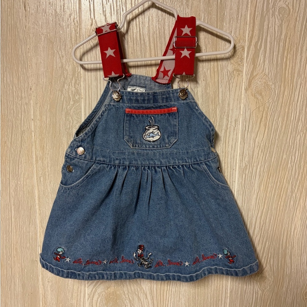 Dr. Seuss Denim Dress with Red Star Straps